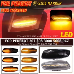 1 Pair For Citroen C3 C4 C5 DS3 DS4 For Peugeot 207 308 3008 5008 RCZ Dynamic LED Side Marker Lights Turn Signal Light Blinker