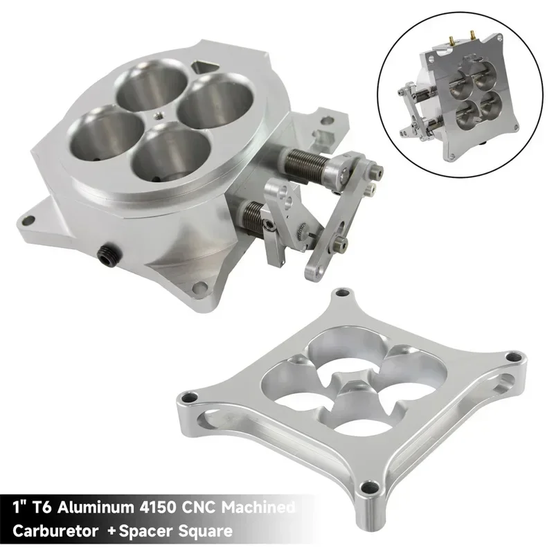 1000CFM 4 أسطوانات جسم الخانق 4150 شفة، 1.75 بوصة كارب أساسي مع فاصل 1 بوصة لـ 302 SBC Chevy GM Ford Chevrolet