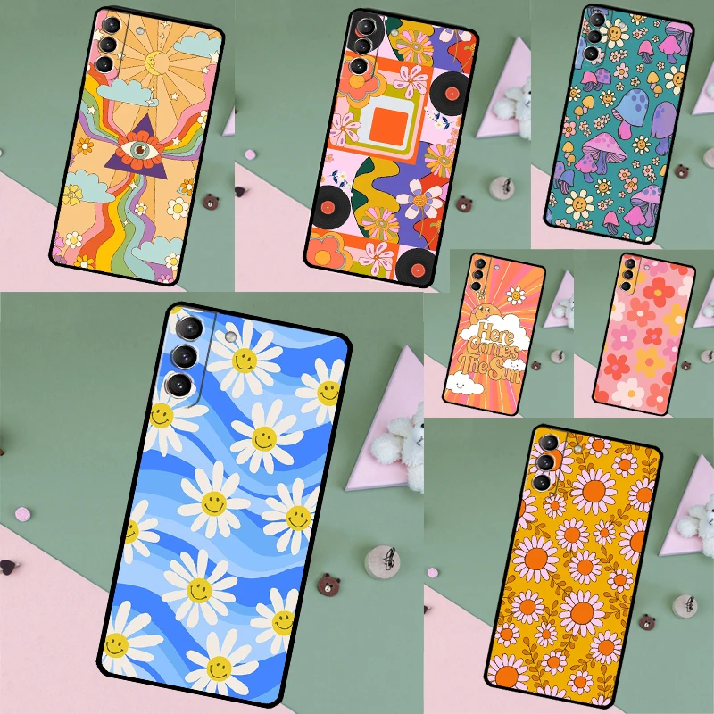 retro Groovy hippie boho rainbow Case For Samsung Galaxy S26 Ultra S24 S23 S22 S21 S25 Ultra S10 S20 Plus S25 FE Phone Cover