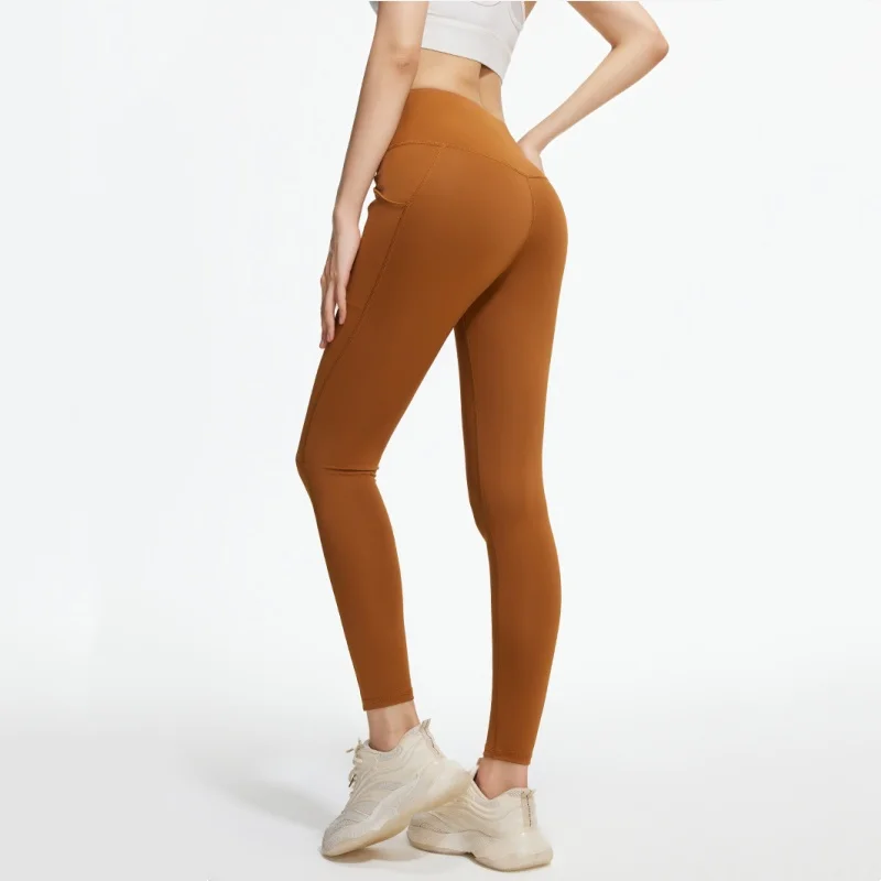Yoga-Hose für Damen, 2025, pfirsichfarben, Hip-Lift, hohe Taille, Gym-Leggings mit Tasche, Laufen, Fitness, Sporthose, Workout, Sportbekleidung, Kleidung
