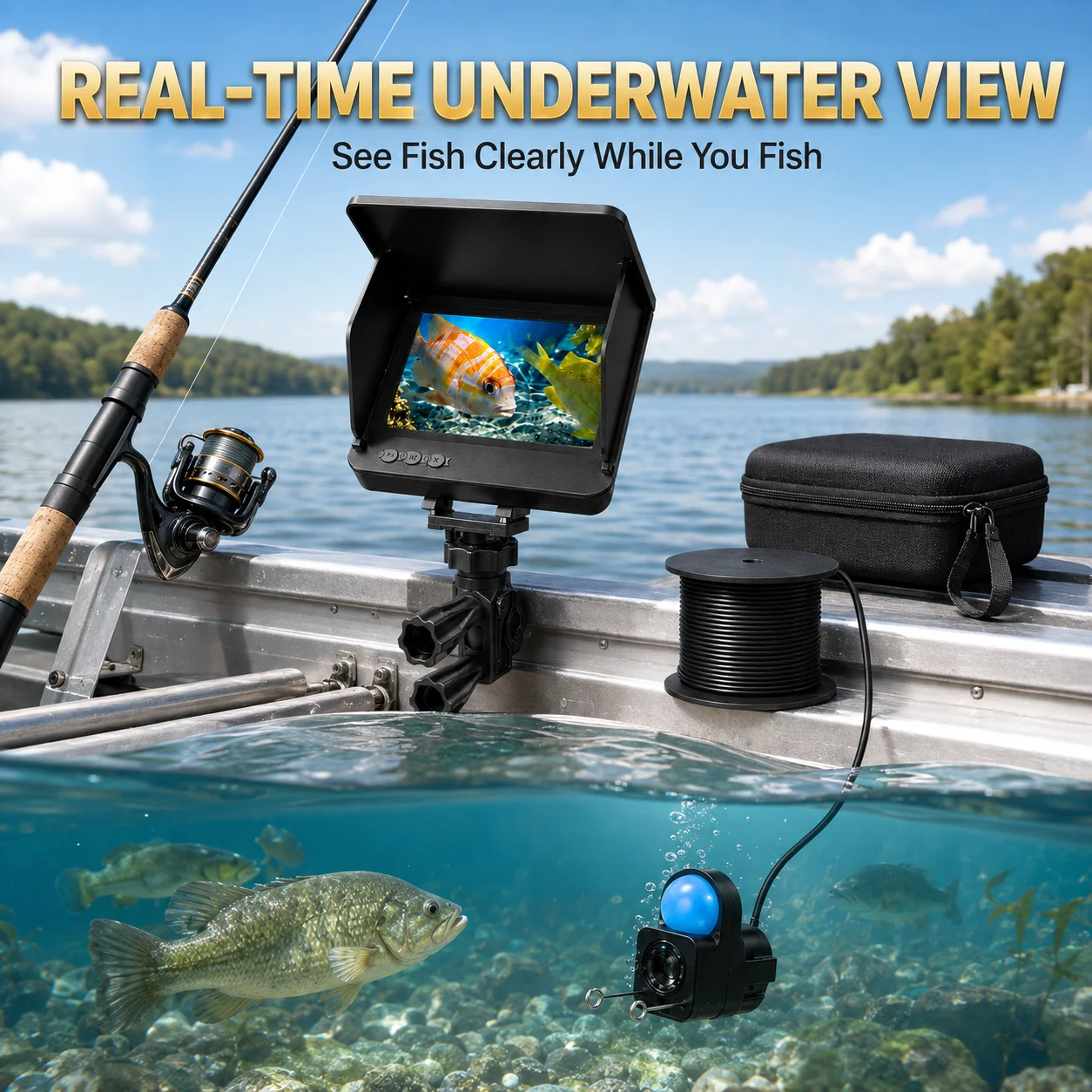 Fishing Boat Depth Finder - Caméra sous-marine pour détecteur de poissons,