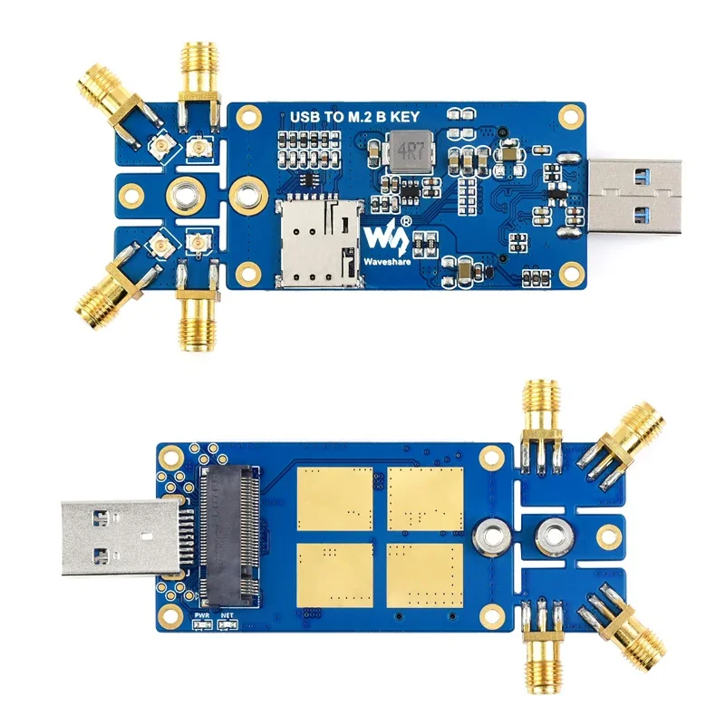 USB TO M.2 B KEY Raspberry Pi USB3.1 to M.2 Key B Port 5G DONGLE Плата расширения Четыре антенны Корпус из алюминиевого сплава