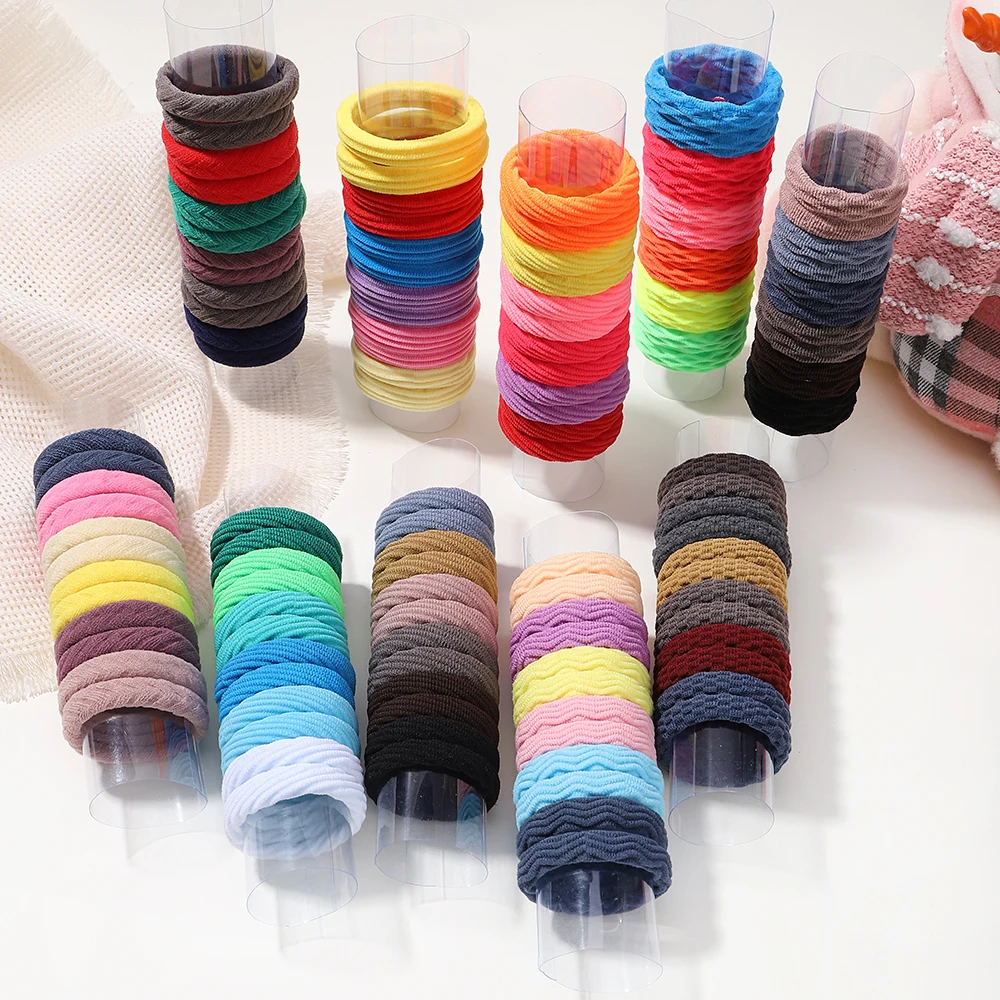 12PCS New Fashion Boutique Simple Thicken Ponytail Holders Rubber Band Elastic Hair Bands Girls Baby Hair Accessories Headwear