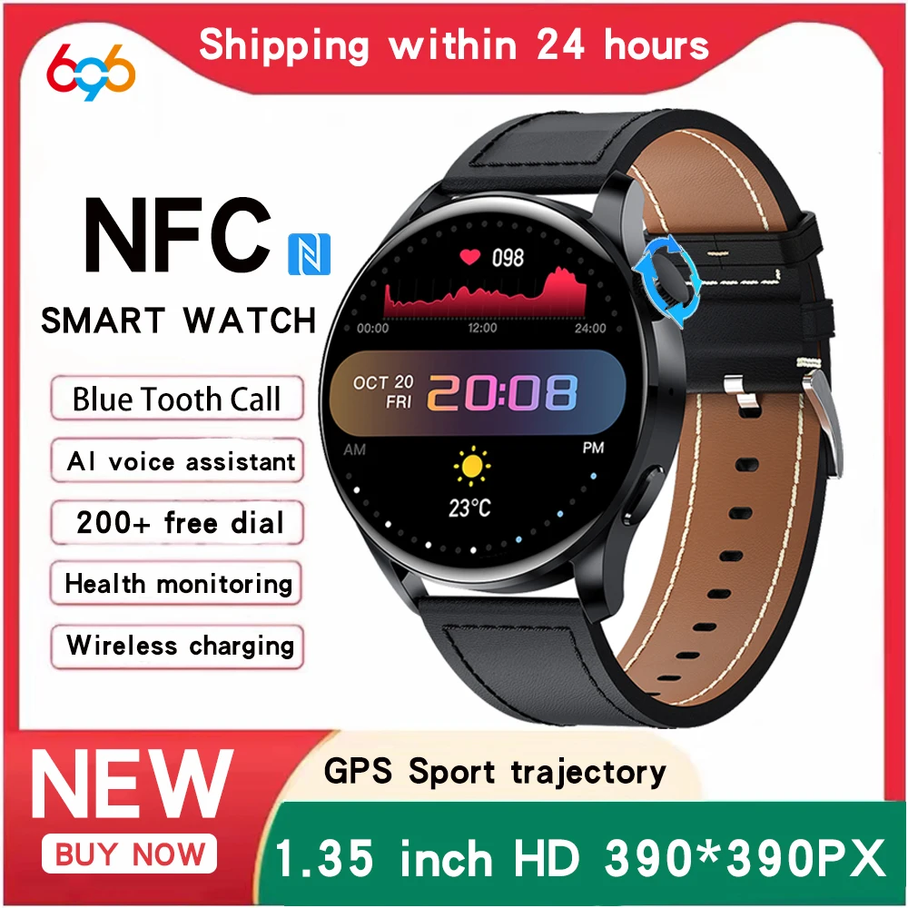 

2022 New 1.35" Men Blue Tooth Call Sport Smart Watch AI Voice Assistant Heartrate Testing Wireless Charging NFC Women Smartwatch