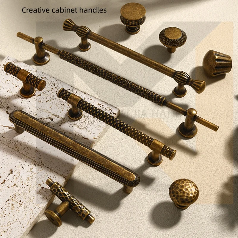 Antique Wardrobe Door Handles, Simple Antique Bronze Retro Drawer Wine Cabinet Handle, Rolling Handle Furniture Accessories
