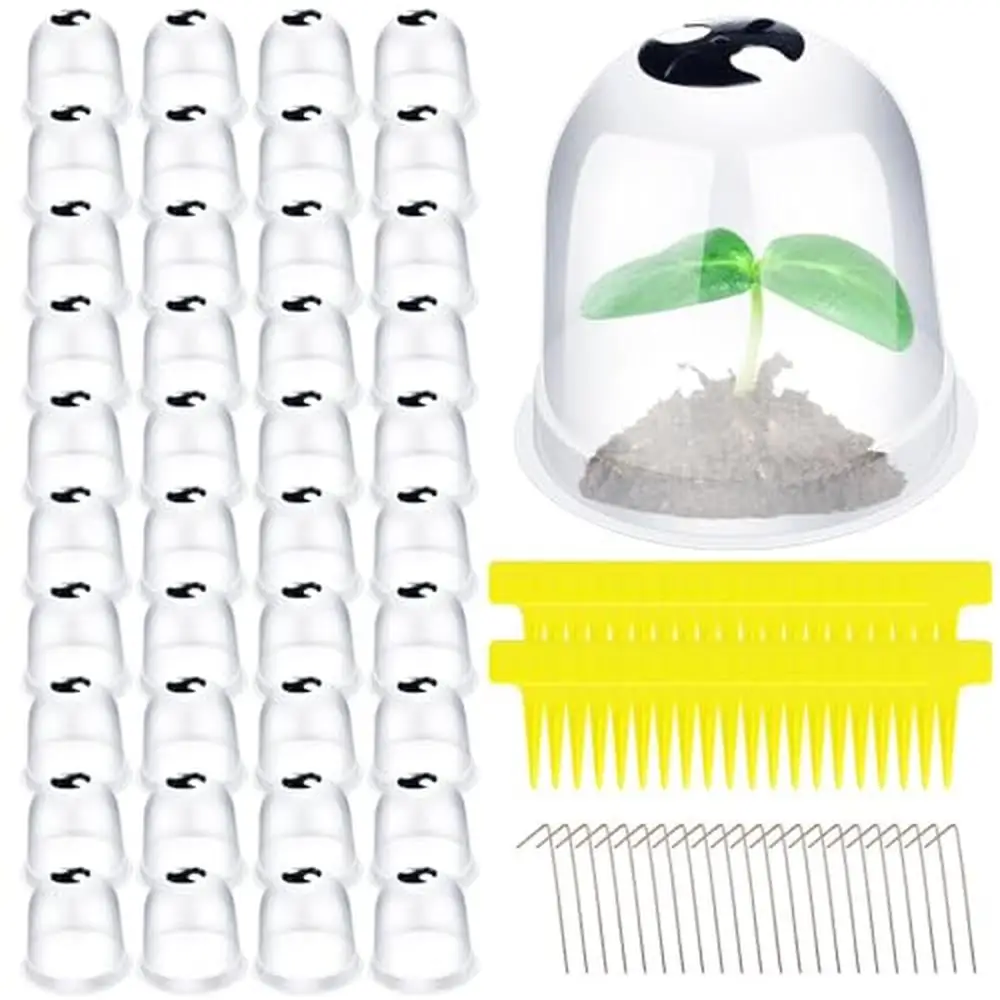 

40 Pack Clear Plant Humidity Domes with Ground Pegs & Waterproof Labels Garden Cloches Seedlings and Plants Outdoor Plant