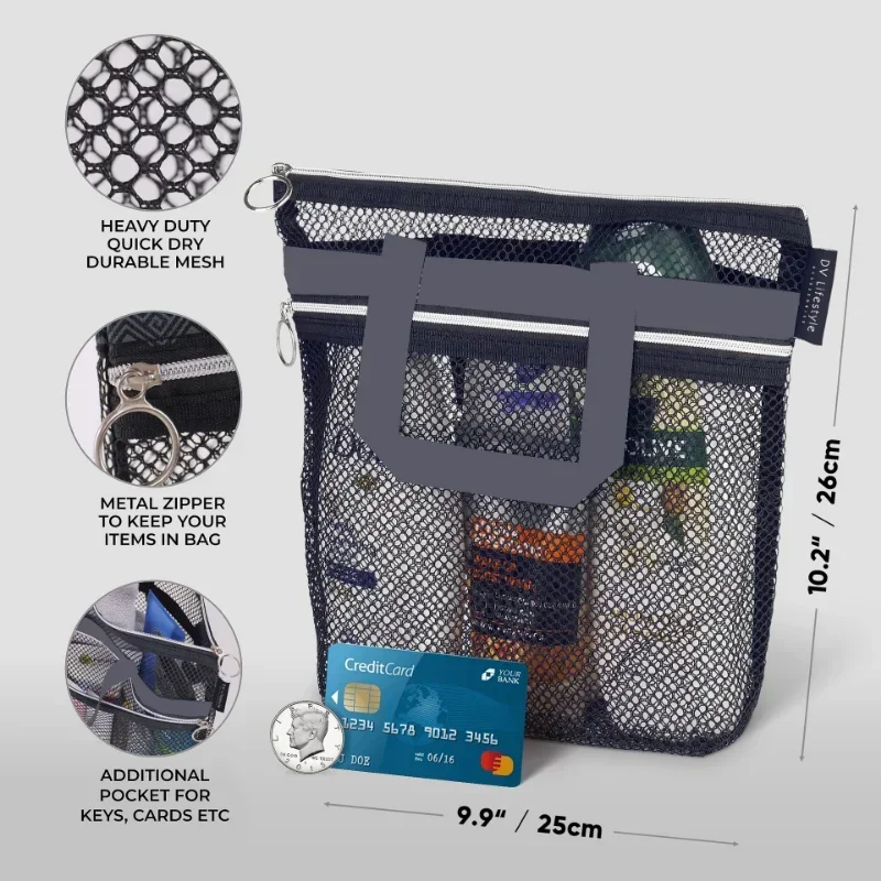 Multifunction Transparent Mesh Storage Bag Bath Wash Kit Travel Organizer Cosmetic Toiletries Bag Makeup Bag Beach Pouch