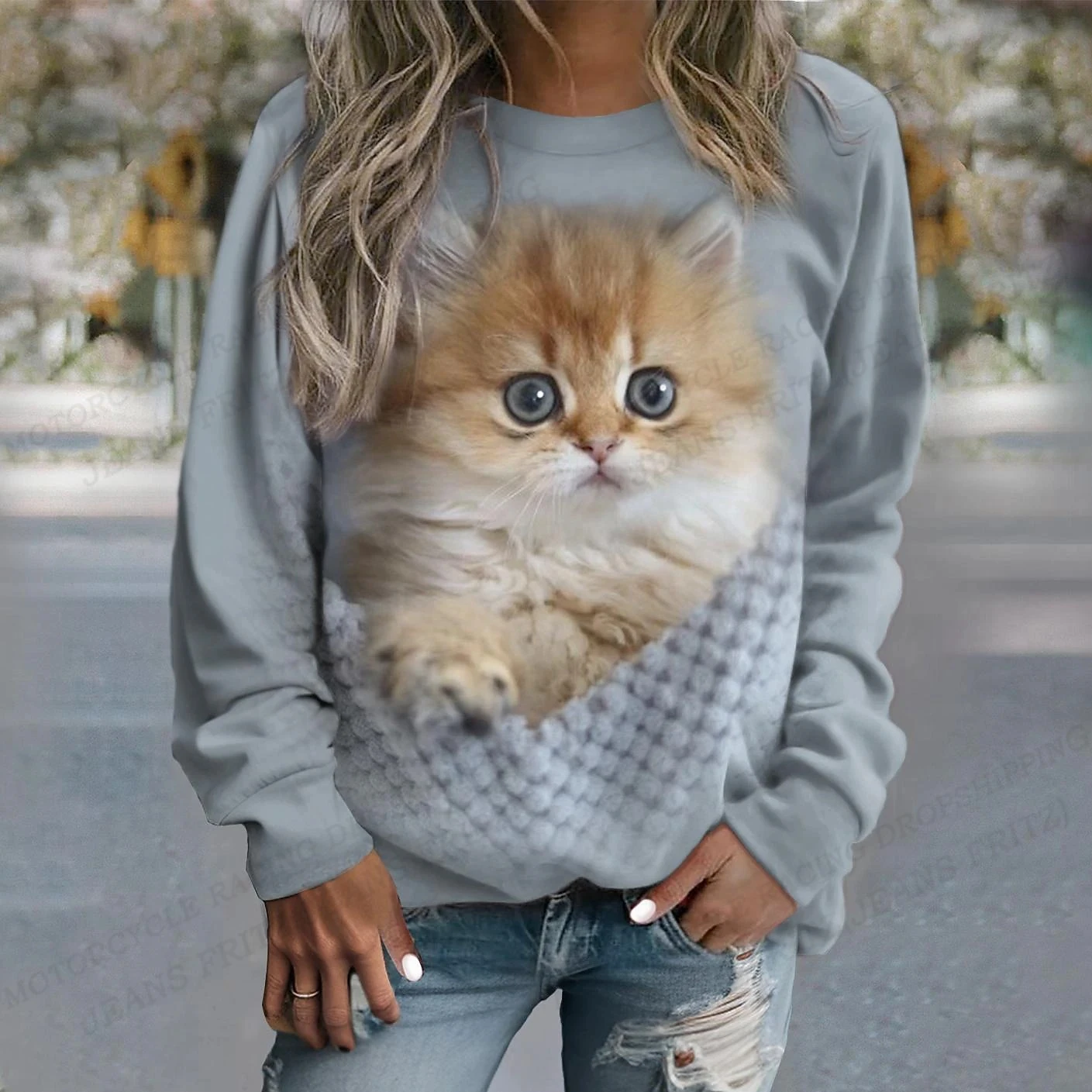 Animal Cat Sweatshirt Women Fashion Hoodies Round Neck Pullovers Women Sweats Girl Coats Women\'s Clothing Oversized Hoodie Dog