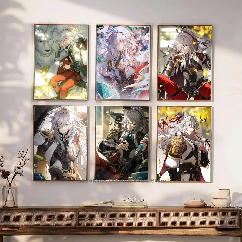 Game Anime Honkai Star Rail Jing Yuan Poster Stickers Living Room Bedroom Entrance Cafe Wall Art Decoration Painting