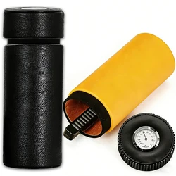 Leather Cigar Tube Jar Portable Cedar Wood Humidor Box Cigar Case W/ Humidifer Hygrometer Fit 5 Cigars Humidor