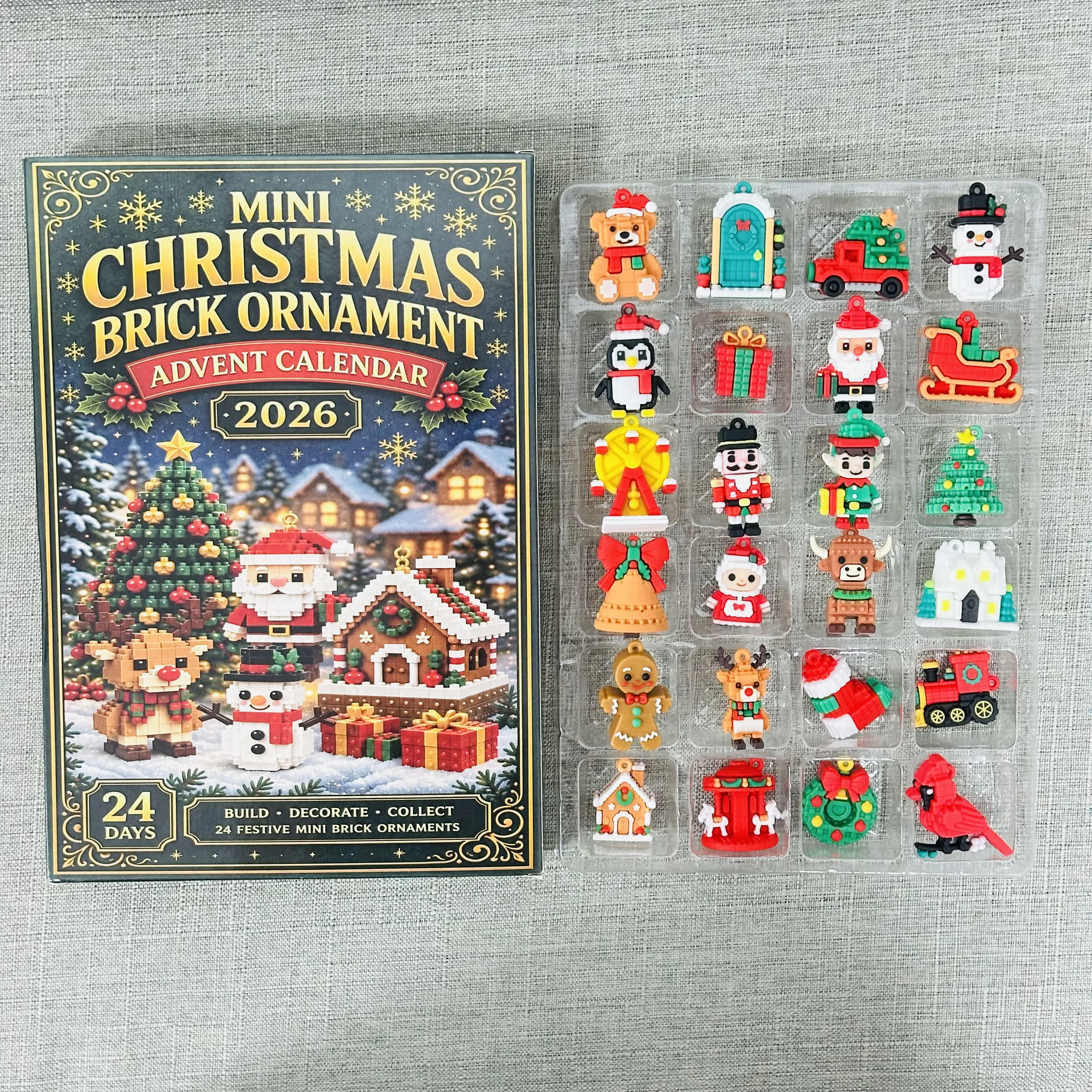 Christmas Advent Calendar 2026 24 Days 24 Pendant Charms Blind Box Toy Surprise Santa Snowman Tree Decor New Year Gift for Home