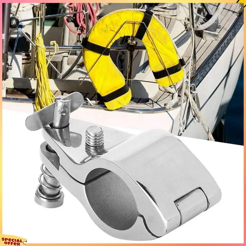 ABFI 2Pcs Stainless Steel Pipe Clamp Upper Jaw Sliding Hinged Hardware Hinge Upper Jaw Sliding Marine Fittings