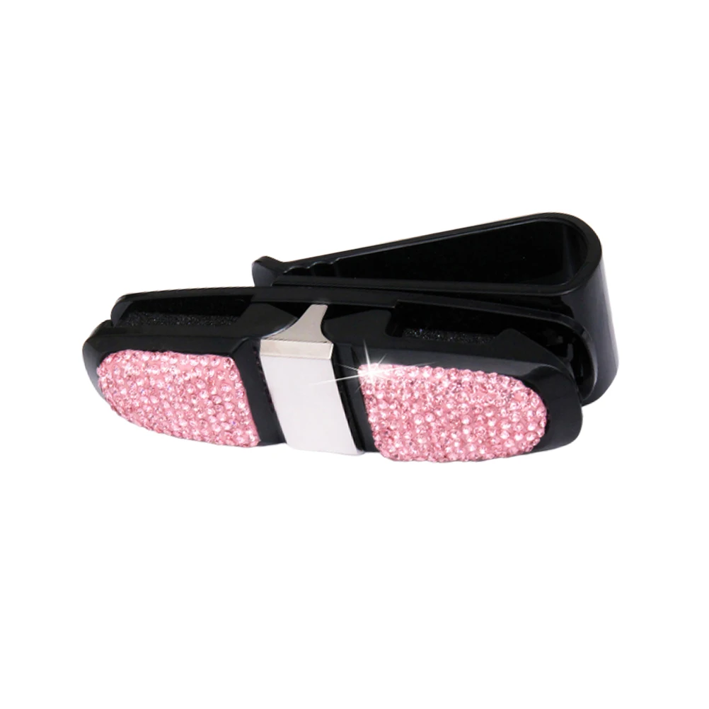 

Bling Car Glasses Holder Double Head Sunglasses Clip Visor Pink High Quality Durable Material Easy Fix Multiple Holder