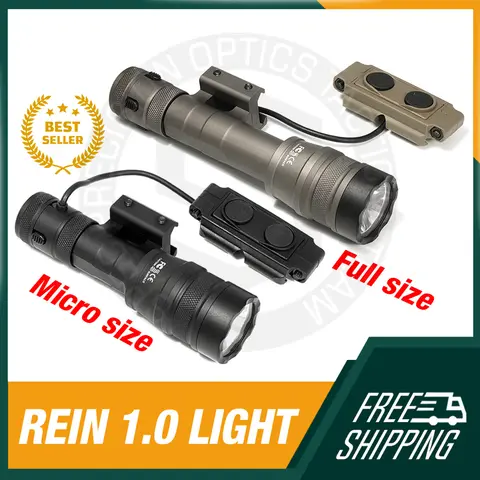 금속 사냥 스카우트 라이트, REIN 1.0 손전등, 스포트라이트, 이중 기능 스위치, 20mm 레일에 적합, 1300 루멘