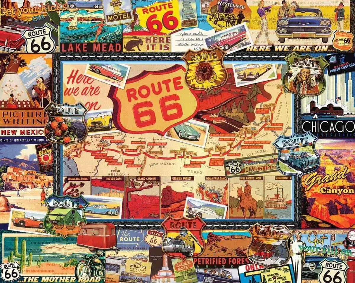 

Route 66 Adult Wooden Puzzle 520/500/120 Pieces Jigsaw Puzzles for Gameroom Bedroom Livingroom Birthday Gift Challenging Game