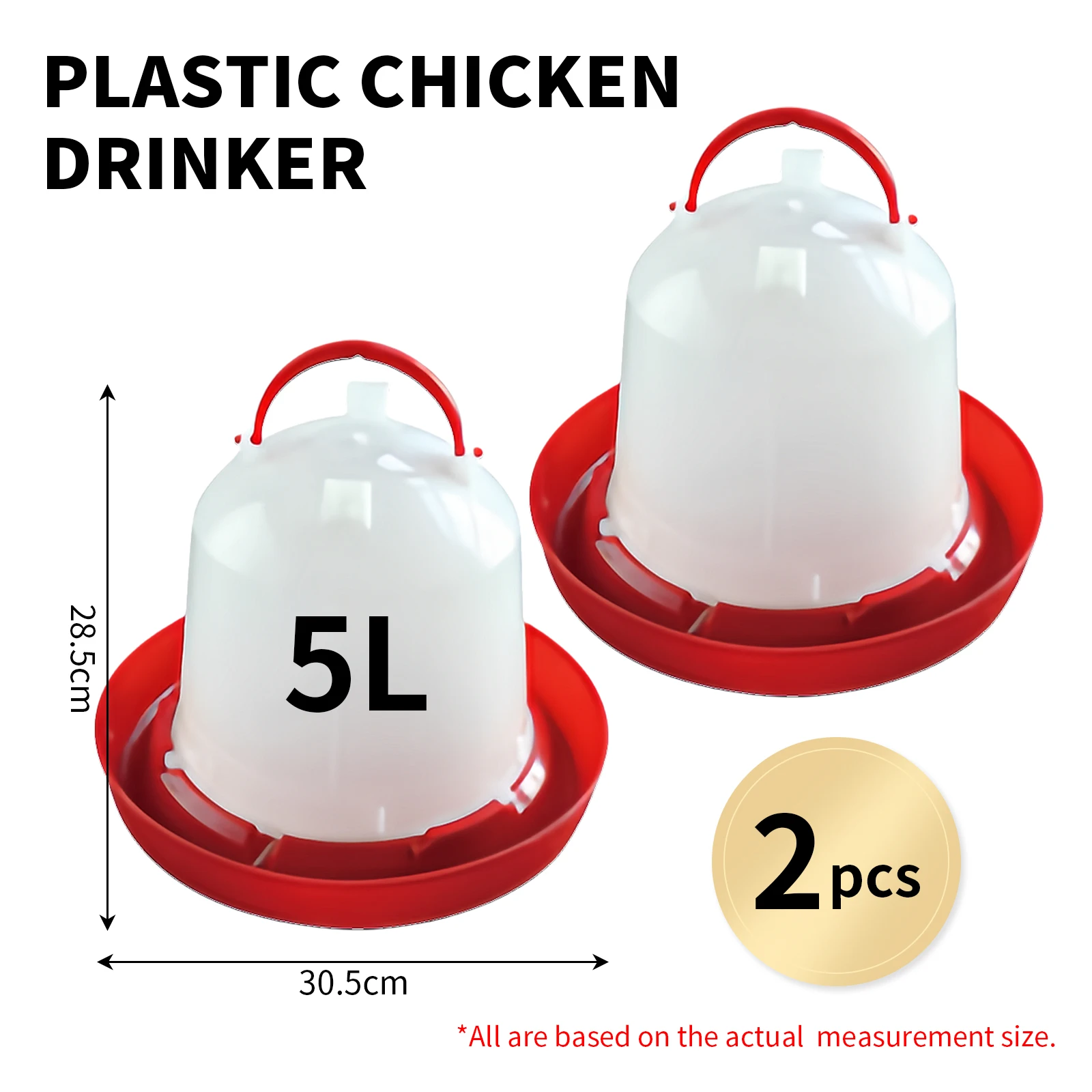 

2Pcs 5L Automatic Chicken Coop Water Dispenser Chicken Water Dispenser Water Outlet with Switch Plastic Poultry Drinking Bucket