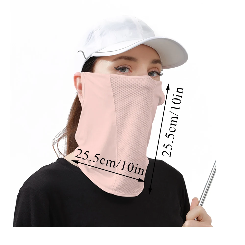 Atmungsaktive schnell trocknende Eis Seide Mesh Sonnenschutz Ohr hängen Gesicht Schal Outdoor Hals Wrap Abdeckung Frauen Männer UV-Schutz Gesichts maske