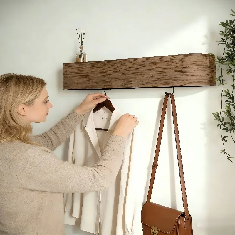 Walnut Wall clothes rac, Walnut Wall Hanger, Entrance Coat Hook, Veneer Hanger, Wall Hanger Clothing Rack Stand Garment Rack