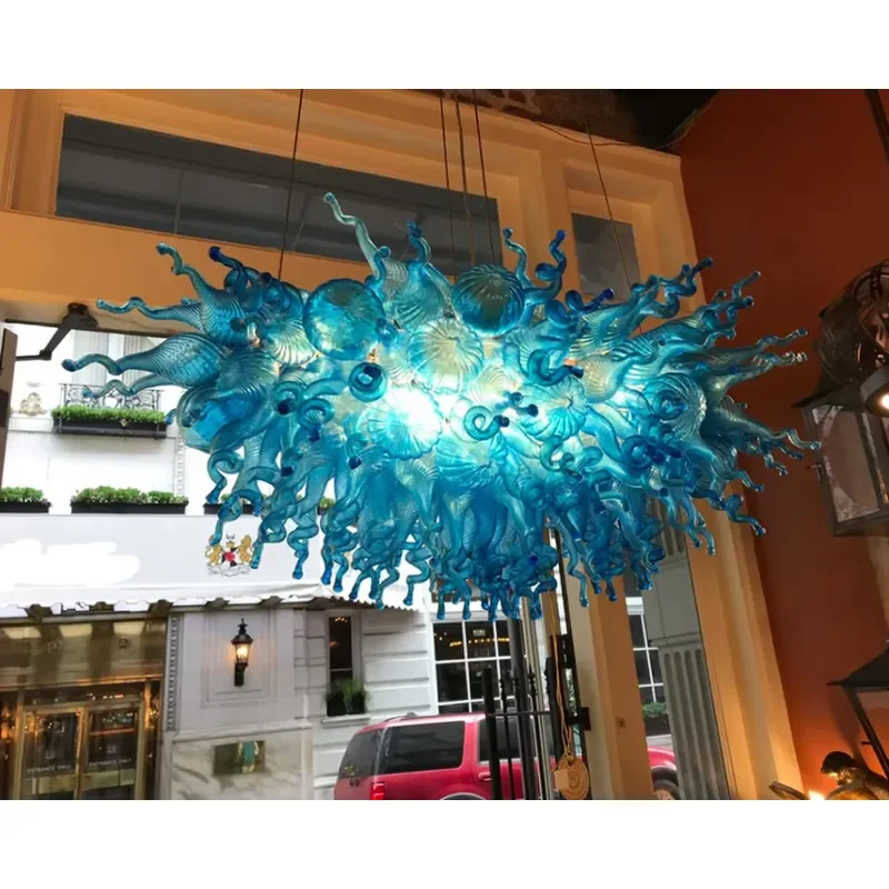 Modern Custom Made Blue Murano Chandelier Lighting LED Hand Blown Glass Chandeliers for Indoor Home Decoration