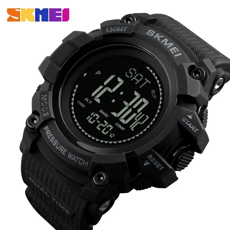 Skmei Pedometer Digital Sport Watches Mens Altimeter Thermometer Weather Tracker Wristwatches Waterproof Pressure Compass Clock