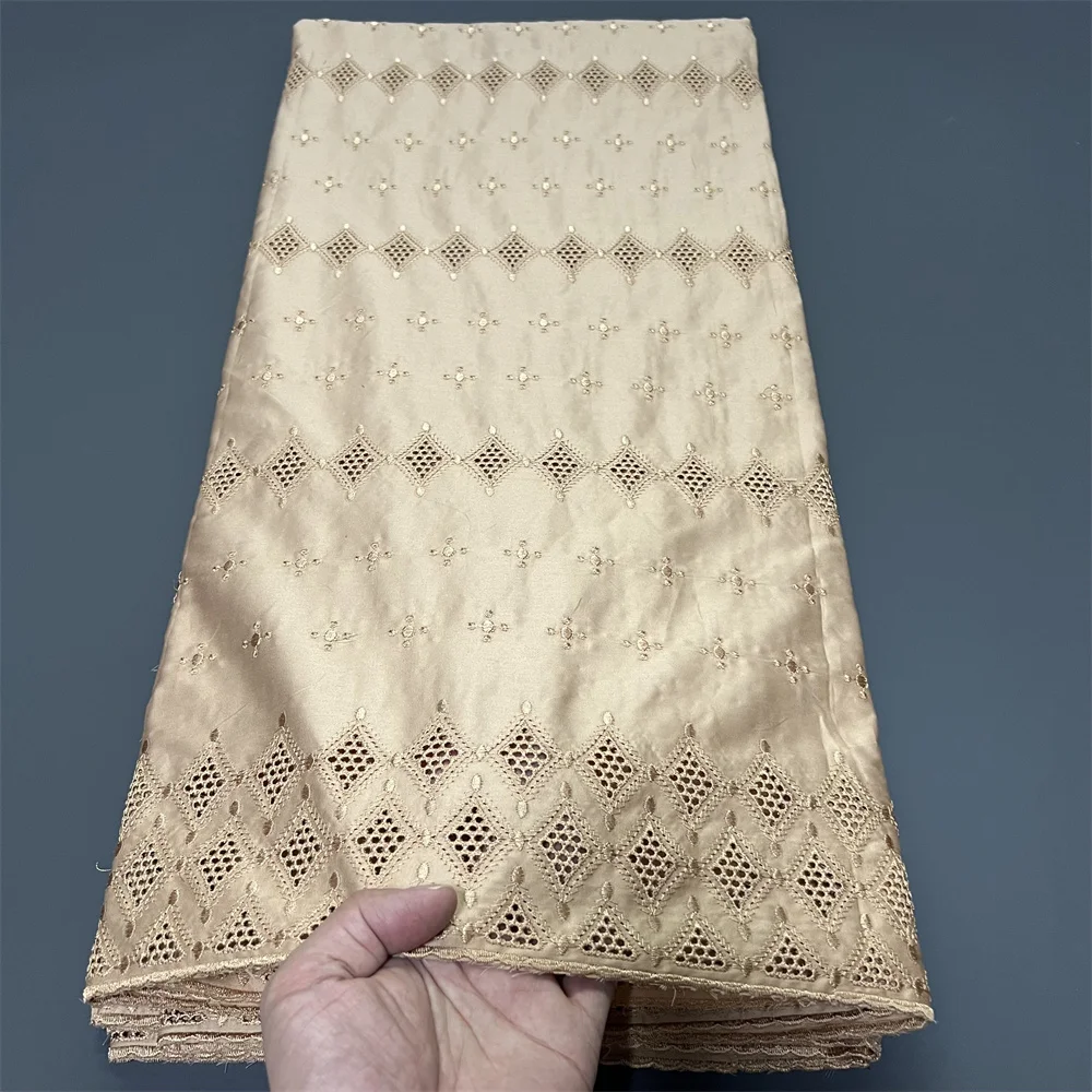 قماش دانتيل أفريقي، مواد أقمشة قطنية 100% للملابس، بالمتر، تطريز، 2025، فساتين الحفلات، تول، 5 ياردات #3