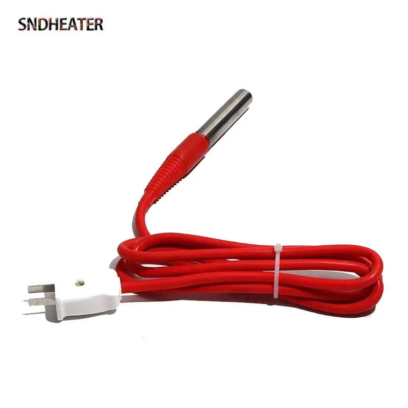 SNDHEATER 220 В электрический картридж для нагрева воды 250 Вт/500 Вт/1 кВт/1,5 кВт/2 кВт/3 кВт 100/200/300 мм для ведра для ванны с 2-контактной вилкой