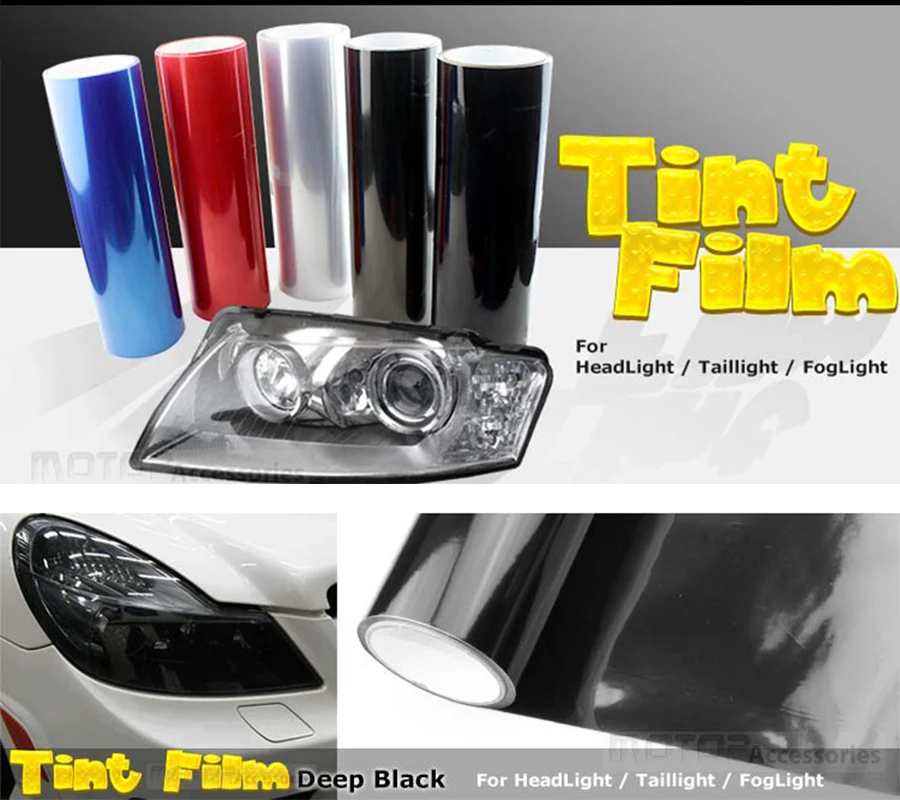 

30cmx180cm Dark Black Smoke Tint Film Lens Vinyl Wrap Sticker For Car Auto Headlight Taillight Fog Light 12"x70"