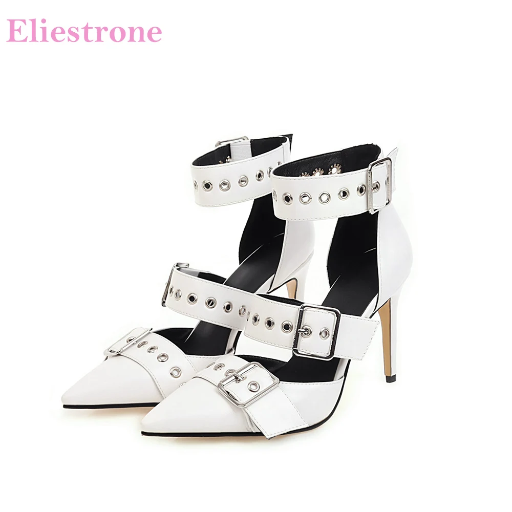 

Brand New Sexy White Black Women Party Sandals Pointed Toe Thin High Heel Lady Stripper Shoes Plus Big Size 12 43 46 48