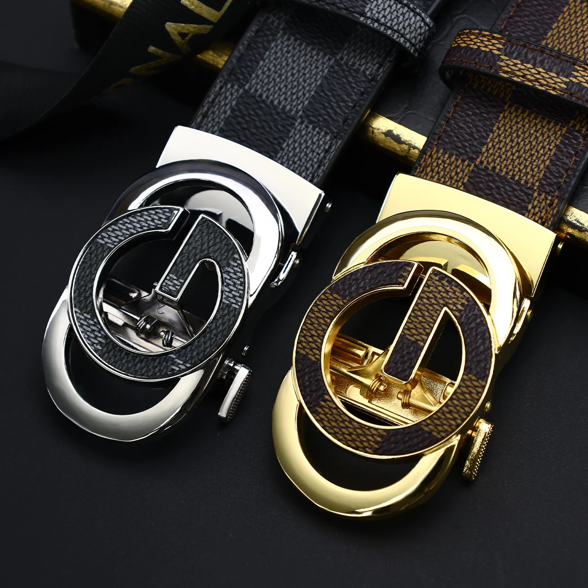 

Мужской ремень с металлической автоматической пряжкой, модный ремень для работы и бизнеса, идеальный вариант для подарка, прочная конструкция для повседневного использования.