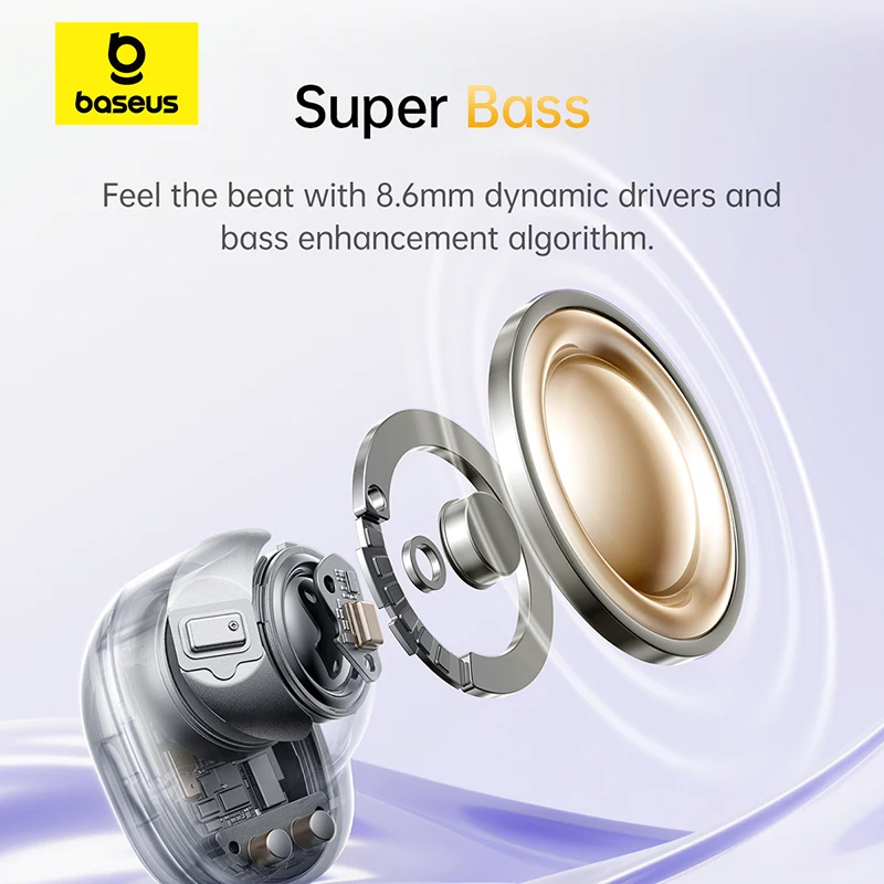 Baseus Bass BD1 Wireless Earphones Bluetooth 5.4 Mini Sports Earbuds,  IP55 Waterproof 0.06s Low-Latency Wireless Headphones image 5