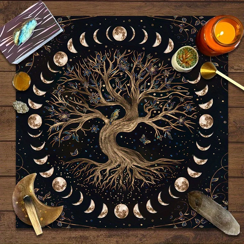 VIKAMA Tarot Card Tablecloth Sun Moon Altar Cloth Divination Meditation Tarot Card Mat Spiritual Oracle Card Mat