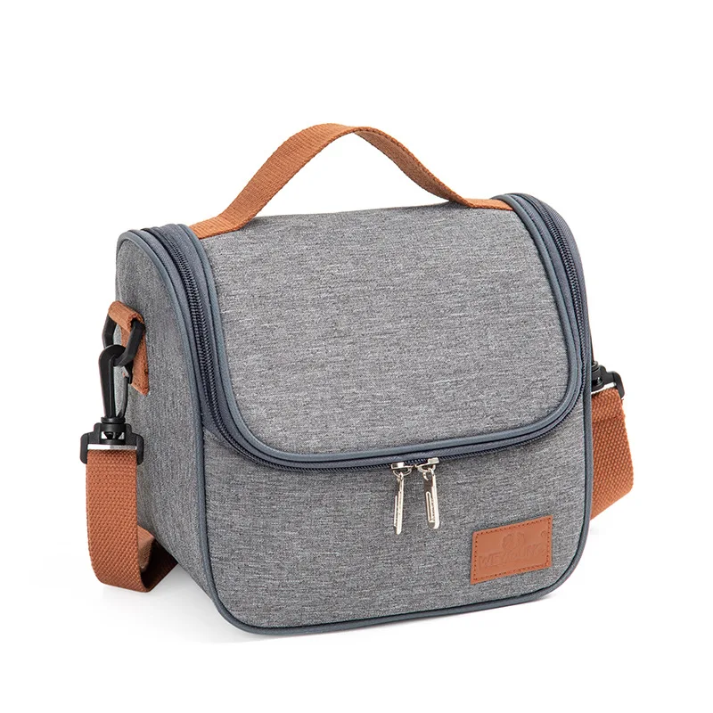 Borsa da pranzo isolante per Tote grigia portatile di moda per la scuola di lavoro d\'ufficio borse termiche per Picnic all\'aperto in tessuto Oxford