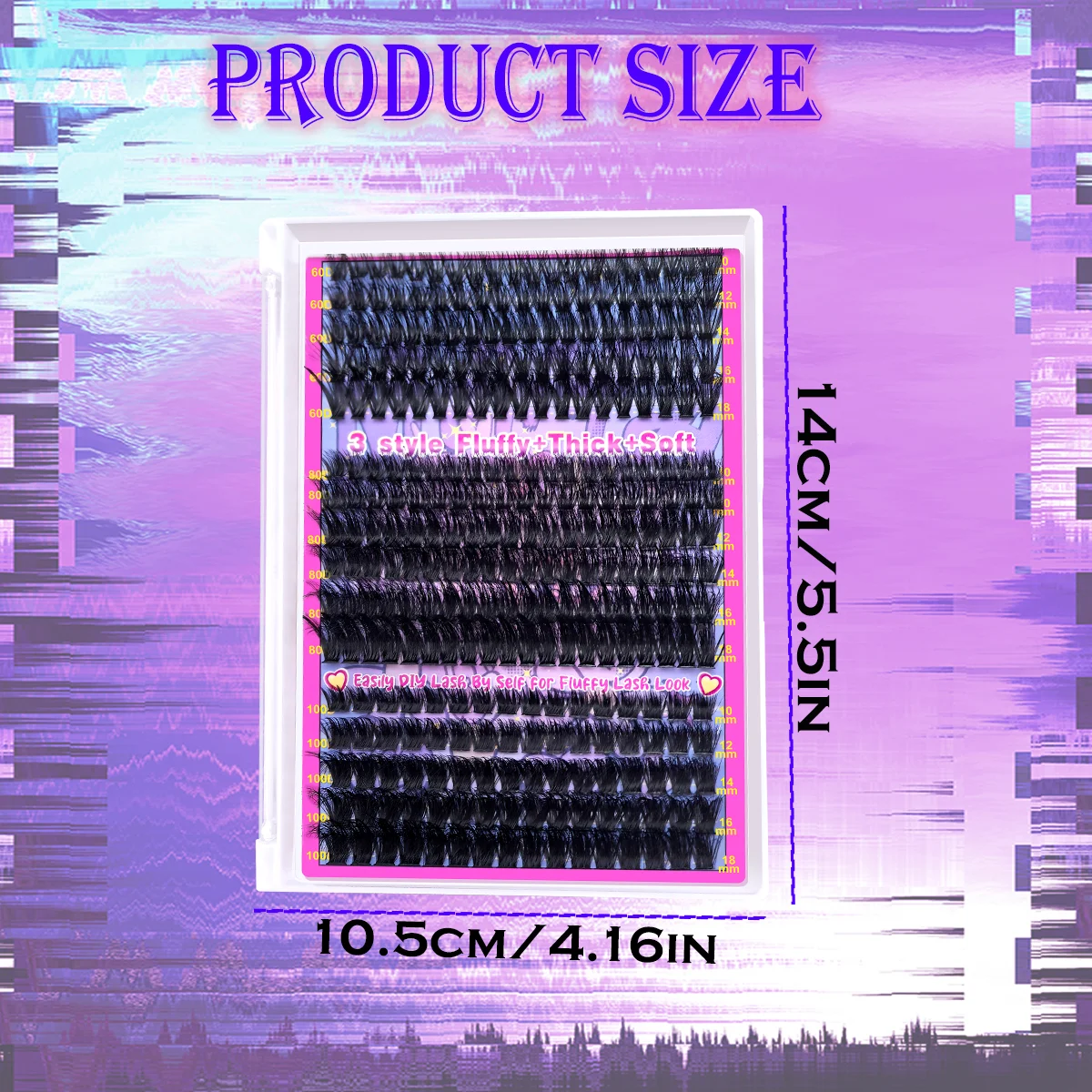 16-rzędowy zestaw do przedłużania rzęs DIY - tusz do rzęs i szczoteczka 2 w 1, pęseta do usuwania kleju/rzęs, naturalny puszysty gęsty, wielokrotnego użytku