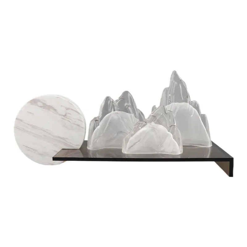 

New Chinese model room living room porch cabinet hotel art ornament marble tray rockery soft decoration