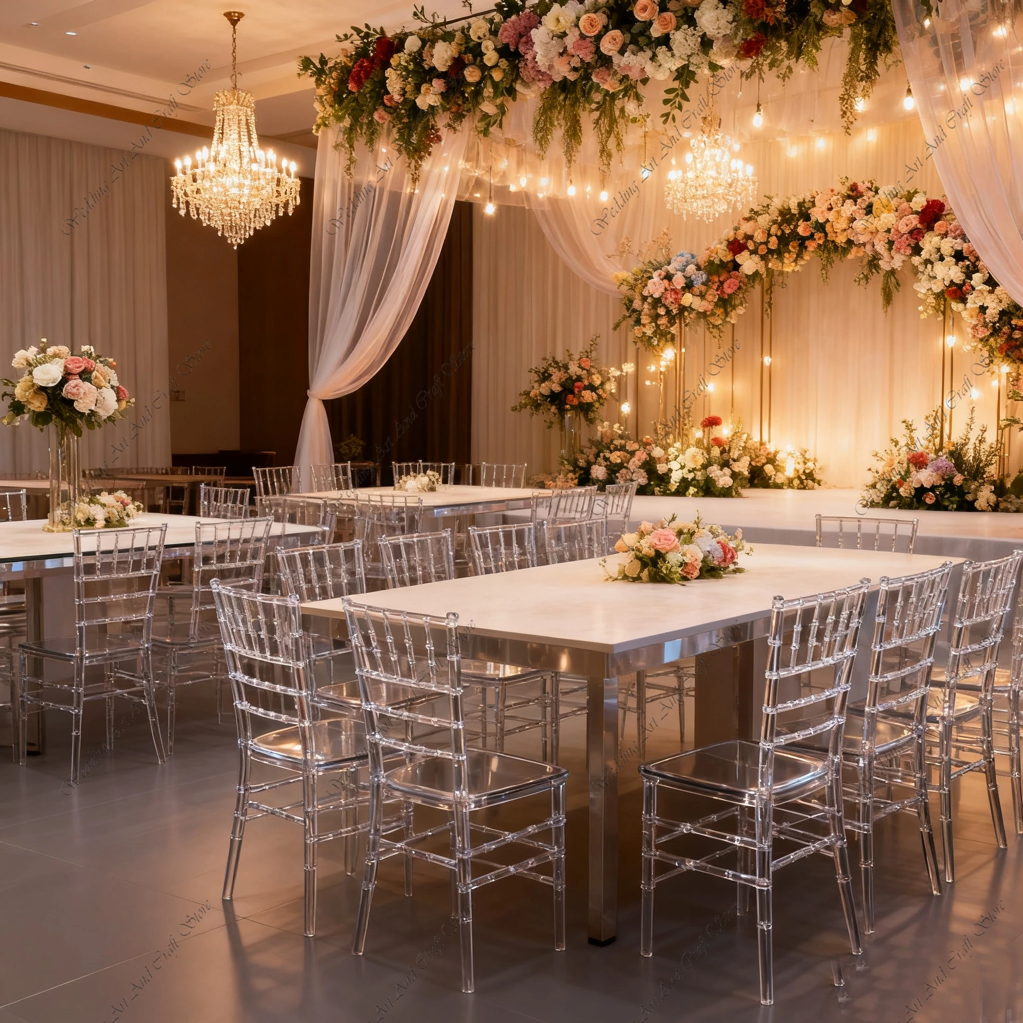 24pcs f30 High Quality Throne Chairs Wedding Crystal Chair Hotel Chair Wedding Banquet Plastic Transparent Chiavari Chair ivy152