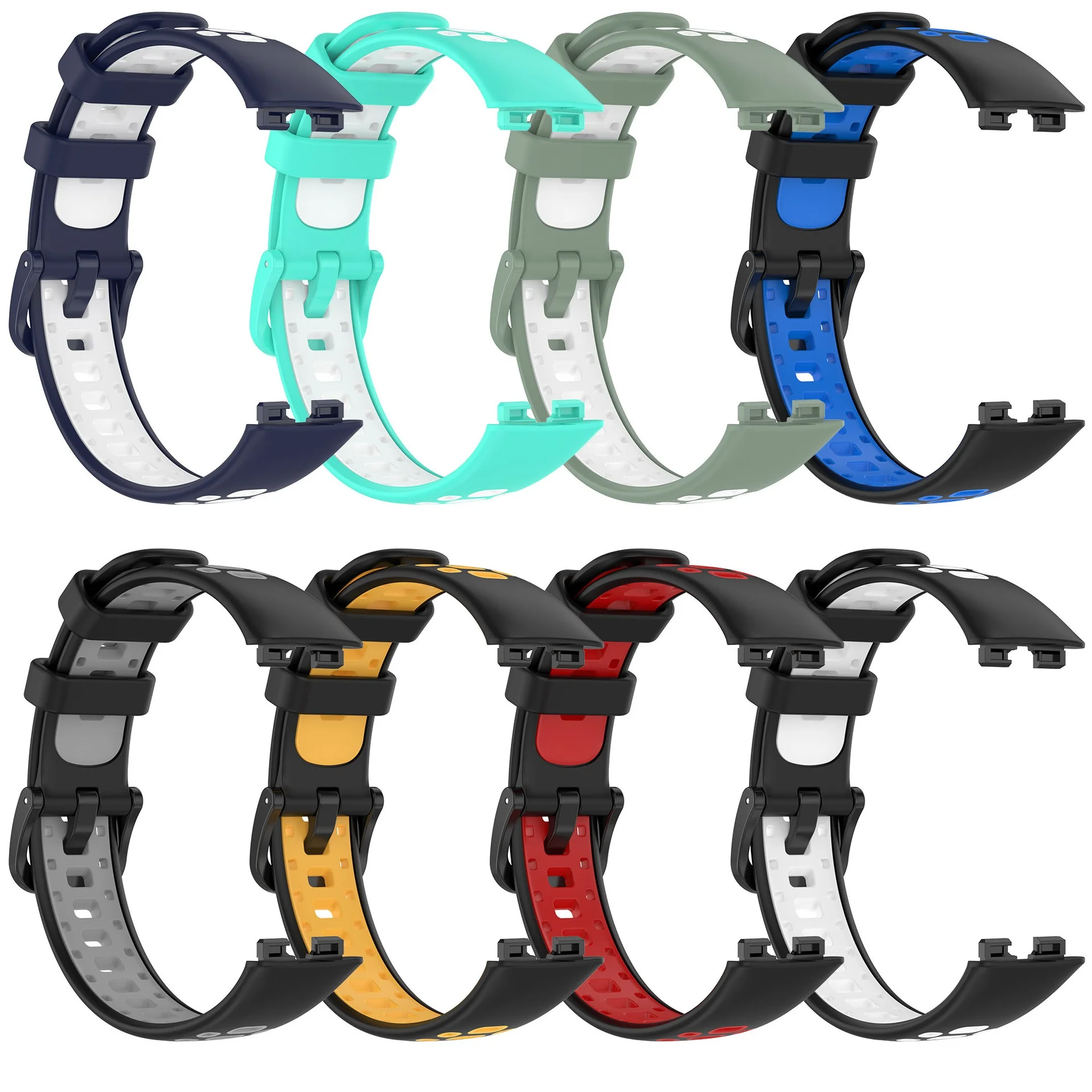 Bicolor Strap For Huawei Band 9 8 NFC Smart Watch Two-Color Solicone Breathable Bracelet Wristband Band8 Band9 Accessories Wrist