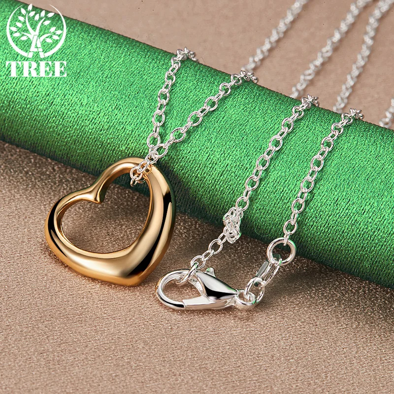 925 Sterling Silver Heart Pendant Necklace With 40–75cm Chain Stylish Exquisite Jewelry Accessory Perfect Weddings Parties