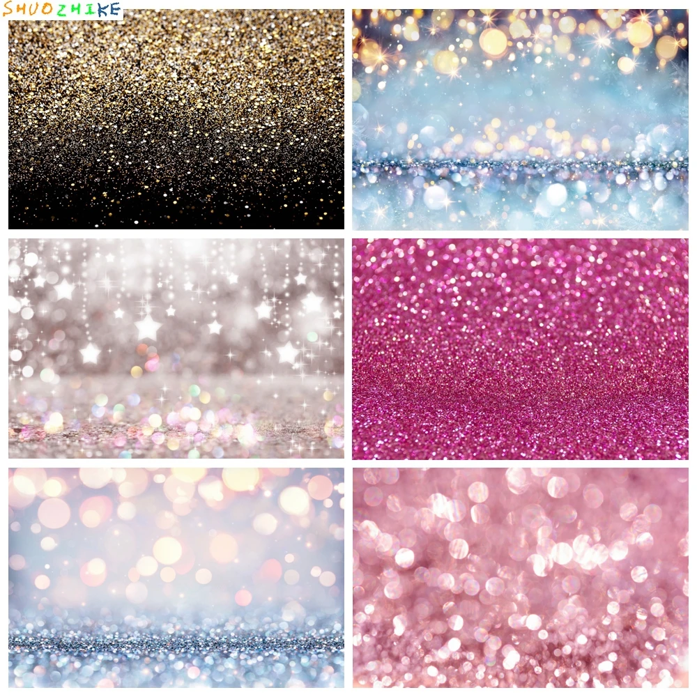 

Dreamy Glitters Shiny Golden Black Polka Dot Light Bokeh Photographic Backdrop Wedding Love Birthday Party Baby Photo Background