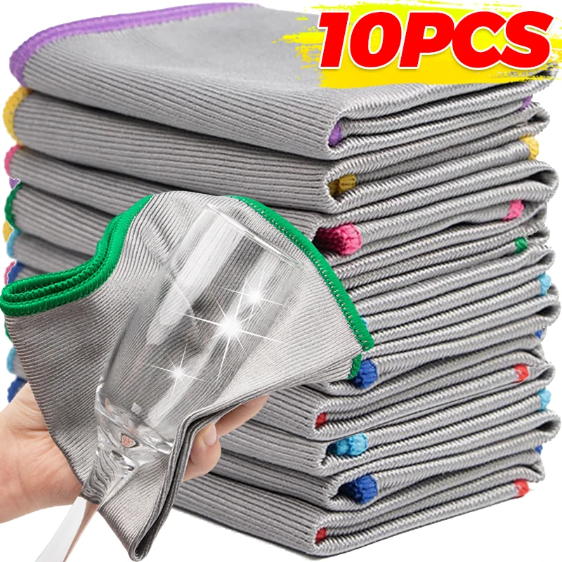 

10/1pcs Polishing Cleaning Cloth For Glass Car Window Multi-Function Household Cleaning Towels Non-Stick Oil Kitchen Dishcloth