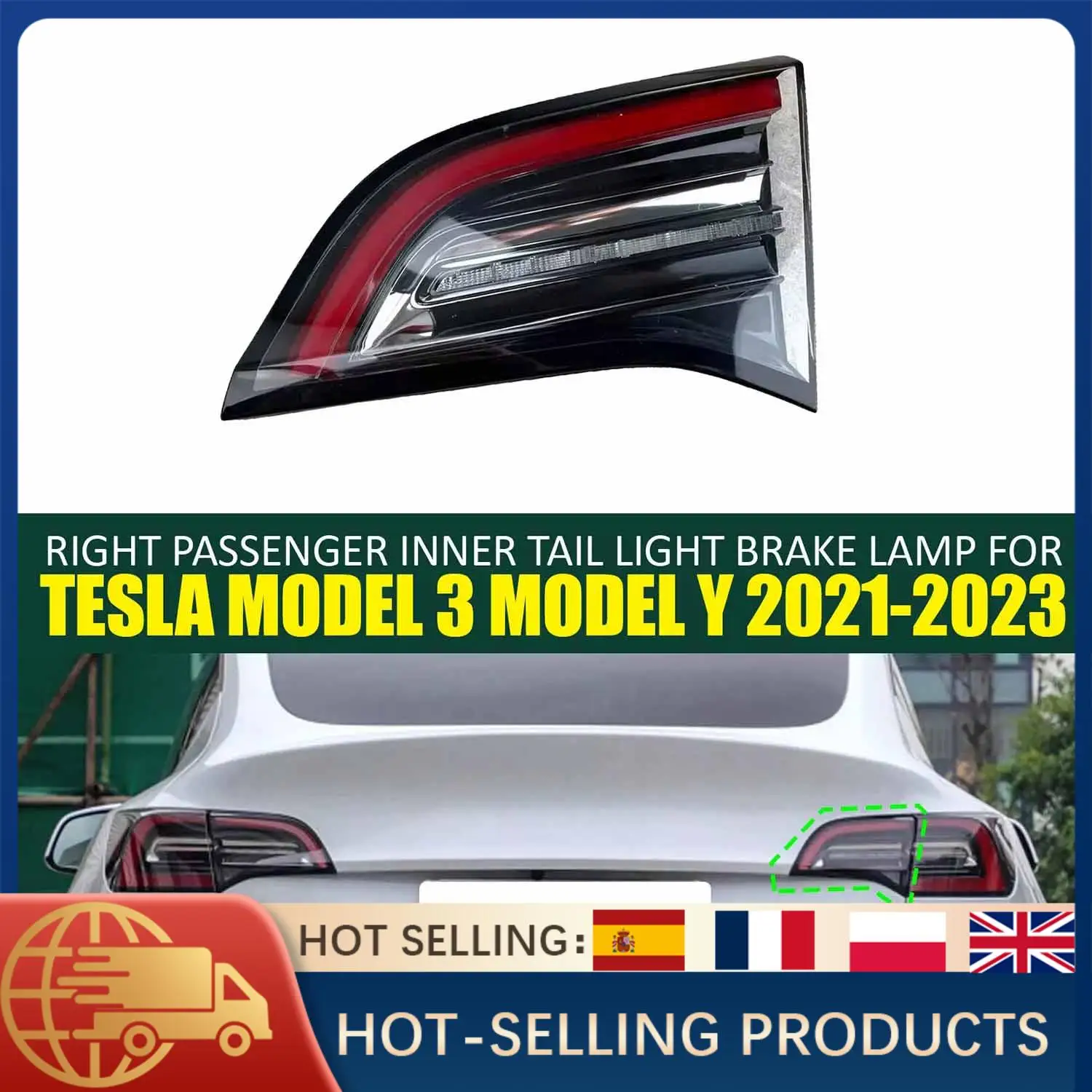 

For Tesla Model 3 Y 2021-2023 Right Passenger Inner Tail Light Brake Lamp Rear Replacement 1502089-00-B Car Accessories