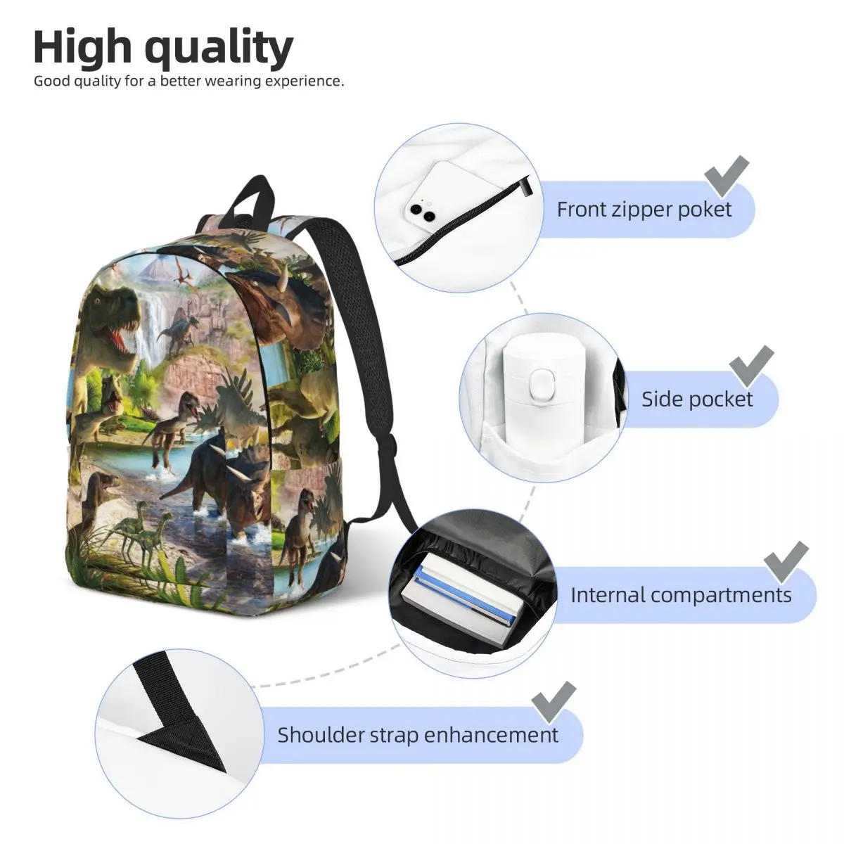 Cool Jurassic Dinosaurs Dino Backpack for Kindergarten Primary School Student Tyrannosaurus Book Bags Boy Girl Kids Daypack