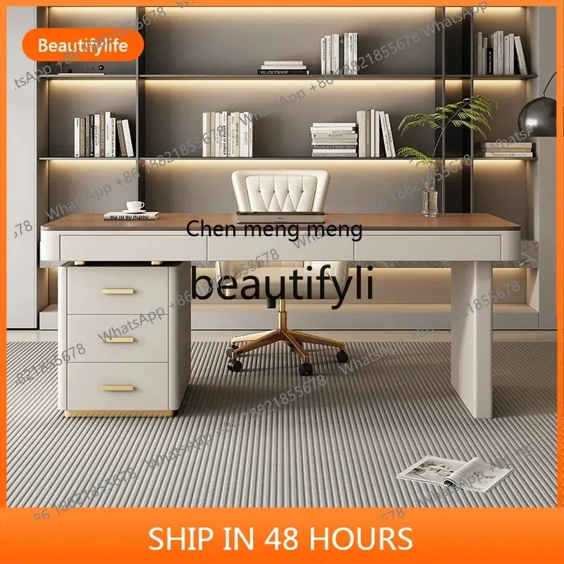 

cn8617 ss Cream Style Solid Wood Desk Modern Simple Home Study Computer Desk Light Luxury Style Office