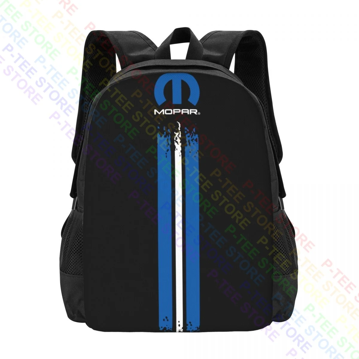 Mopar M W Blue White Left Stripe LogoBackpack Large Capacity Cute Gym Tote Bag