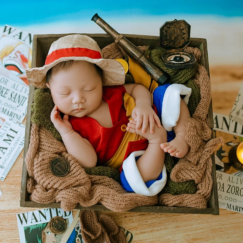 Newborn Photography Clothing Baby Boy Animation Theme Hat Top+Pants 3 Pcs/Set Infant Studio Role Play Photo Creative Clothing