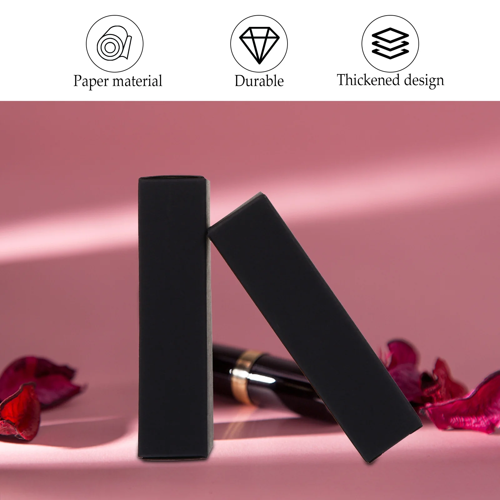 

60Pcs Lipstick Packaging Boxes Classic Black Paper Lipstick Storage Case Lip Gloss Packing Box Perfume Container Gift Box