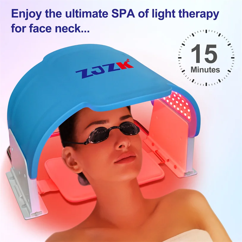 ZJZK-mascarilla Facial con luz Led, máscara para el cuidado de la piel Facial, 7 colores, 660nm, 850nmx330chips + 940nmx330chips, terapia verde para la cara, mata bacterias