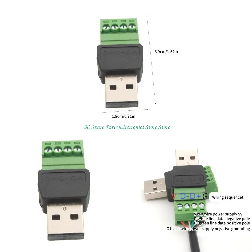 

SZ Solderless USB Connectors USB 2.0 Male Plugs to Screw Terminals Adapters