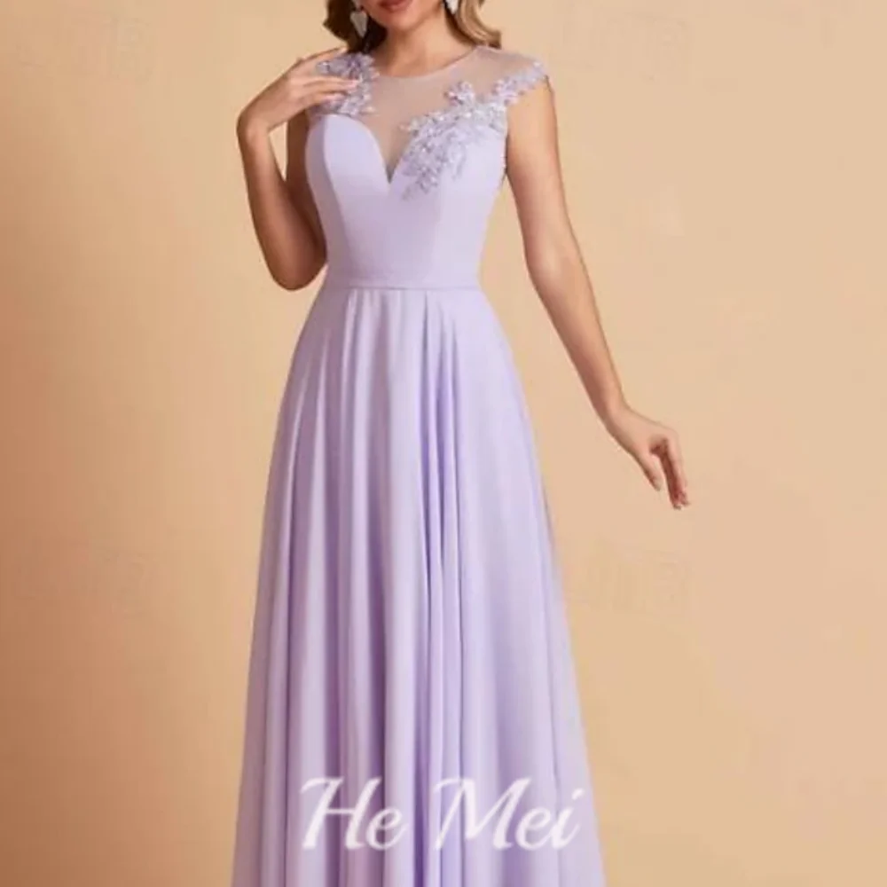 Elegant Women Gowns O Neck Applique A Line Dress Cap Sleeves Floor Length Illusion Mother Dresses Robes Invitée Mariage 2024