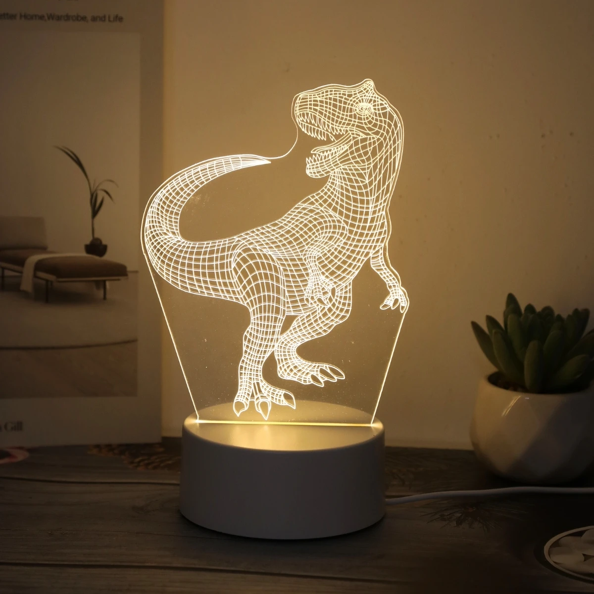 3D Creative Fantasy Dinosaur Night Light USB Home, Bedroom, Living Room, Sleep, Office Light Decorative Light, Gift Light