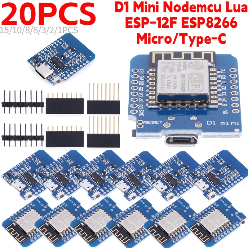 ESP-12F esp8266 d1 mini nodemcu lua usb wemos micro type-c wlan wifi expansion entwicklungs board